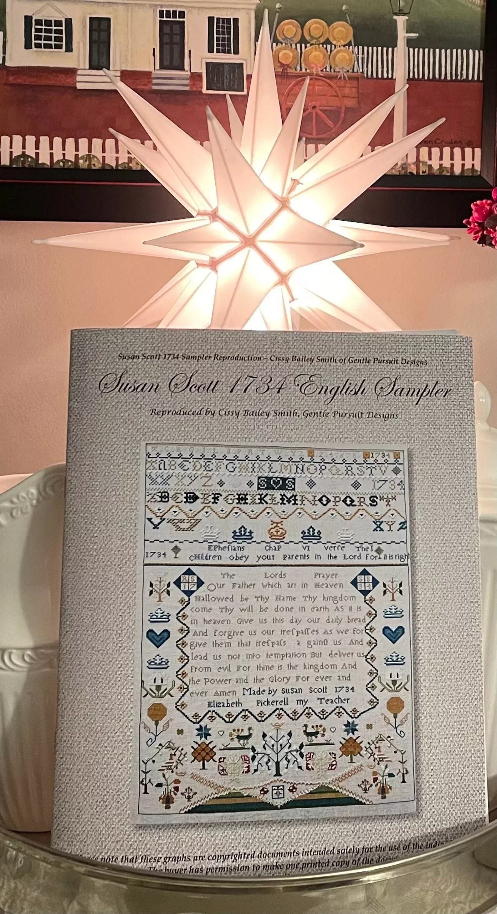GENTLE PURSUIT DESIGNS "Susan Scott 1734 English Sampler" Counted Cross Stitch Pattern by Cissy Bailey Smith, Chart, Booklet, Pattern Only